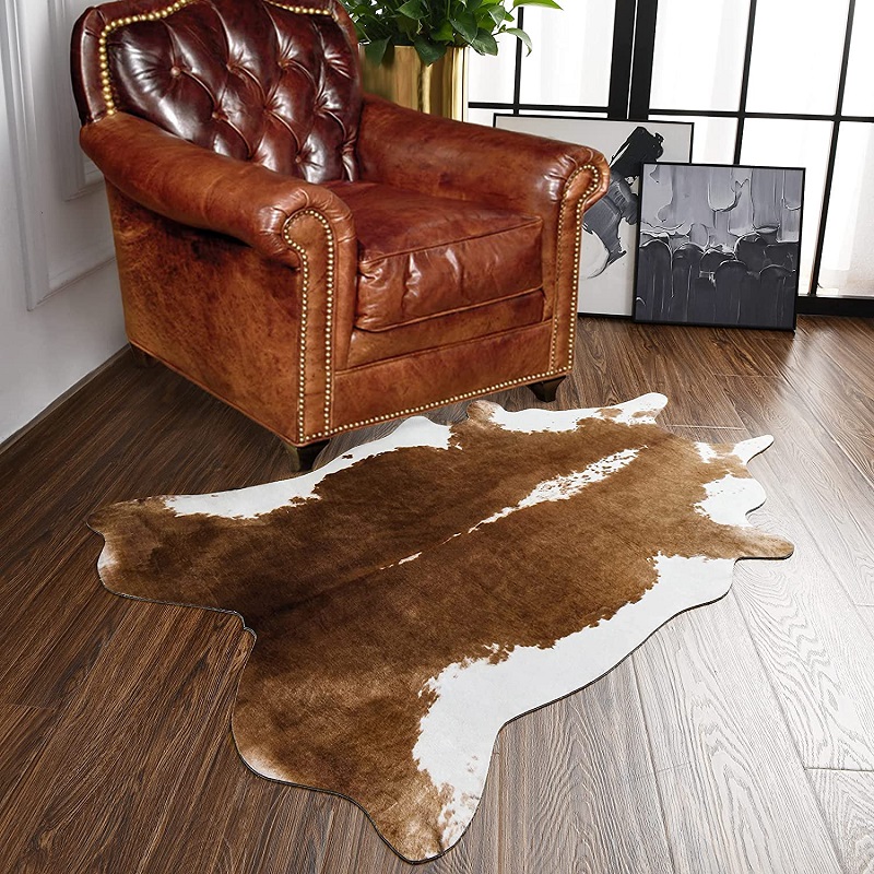 What are the exclusive advantages of installing artificial cowhide rugs for upholstery?